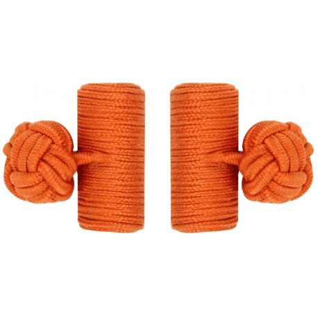 Dark Orange Silk Barrel Knot Cufflinks