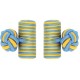 Light Blue and Dark Yellow Silk Barrel Knot Cufflinks