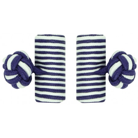 Purple and White Silk Barrel Knot Cufflinks