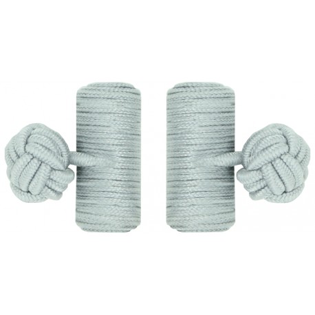 Light Grey Silk Barrel Knot Cufflinks