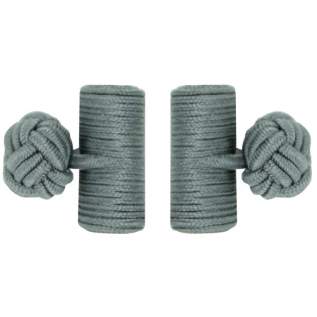 Grey Silk Barrel Knot Cufflinks