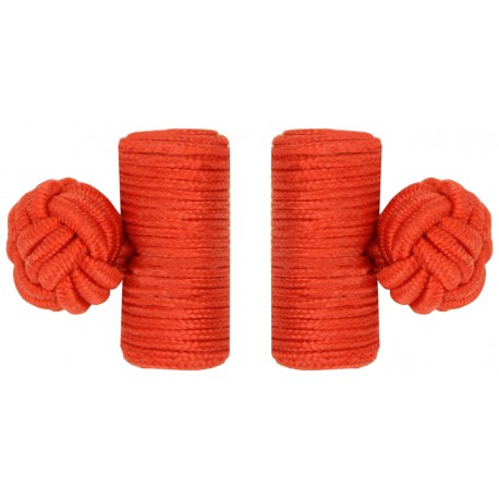 Red Silk Barrel Knot Cufflinks 