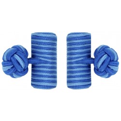 Cobalt Blue and Light Blue Silk Barrel Knot Cufflinks