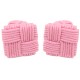 Pink Silk Square Knot Cufflinks 