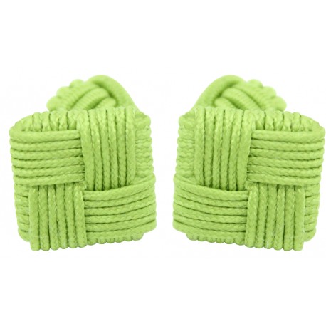 Pistachio Green Silk Square Knot Cufflinks 