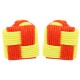 Red and Yellow Silk Square Knot Cufflinks