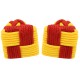 Red and Dark Yellow Silk Square Knot Cufflinks