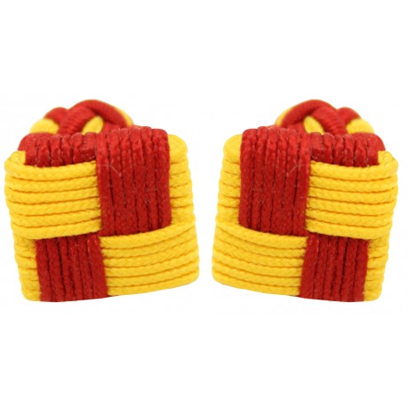 Red and Dark Yellow Silk Square Knot Cufflinks
