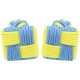 Light Blue and Yellow Silk Square Knot Cufflinks