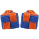Blue and Orange Silk Square Knot Cufflinks