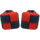 Red and Navy Blue Silk Square Knot Cufflinks