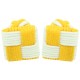 Dark Yellow and White Silk Square Knot Cufflinks