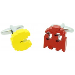3D Red and Yellow Pac-Man Cufflinks