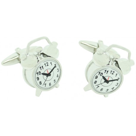 3D Silver Alarm Clock Cufflinks