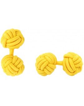 Dark Yellow Silk Knot Cufflinks 