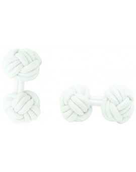 White Silk Knot Cufflinks 