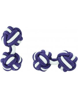 Dark Purple and White Silk Knot Cufflinks 