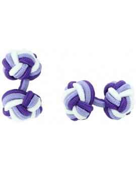 Purple, Light Purple and White Silk Knot Cufflinks