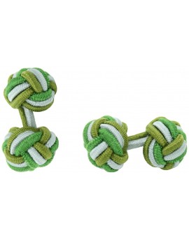 Olive Green, Grey and Grass Green Silk Knot Cufflinks