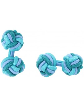 Tuquoise, Light Blue and Bottle Green Silk Knot Cufflinks