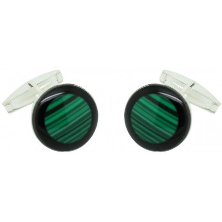 Sterling Silver Green and Black Cufflinks 