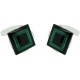 Sterling Silver Black and Green Square Cufflinks 