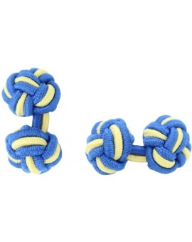 Boutons de manchette boule élastique bleu cobalt–jaune clair en gros