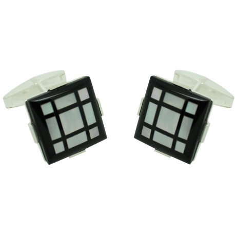 Sterling Silver and Onyx Frame Cufflinks 