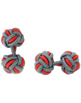 Grey and Red Silk Knot Cufflinks 