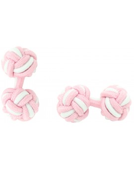 Light Pink and White Silk Knot Cufflinks 