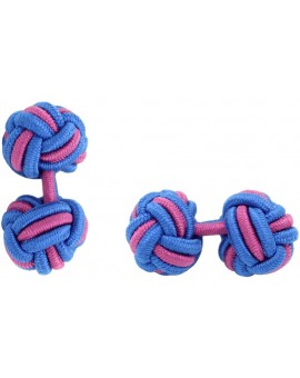 Cobalt Blue and Fuchsia Silk Knot Cufflinks 