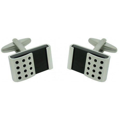 Stainless Steel and Black Stone Cufflinks 