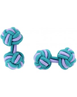 Bottle Green and Light Purple Silk Knot Cufflinks
