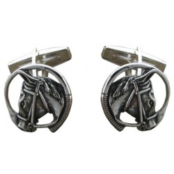 Sterling Silver Horse Head with Riding Whip Cufflinks