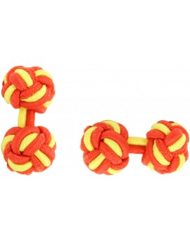 Red and Yellow Silk Knot Cufflinks 