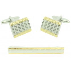 Wholesale Striped Cufflinks and Tie Bar
