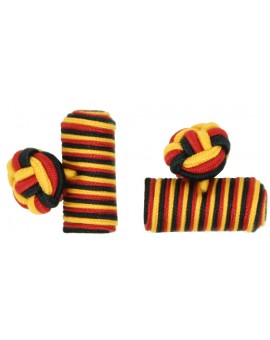 Black, Deep Red and Dark Yellow Silk Knot Cufflinks