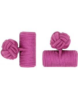 Fuchsia Silk Barrel Knot Cufflinks 