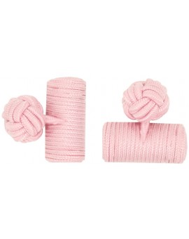 Light Pink Silk Barrel Knot Cufflinks 