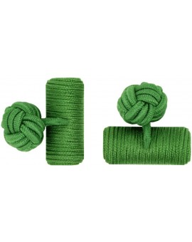Grass Green Silk Barrel Knot Cufflinks 
