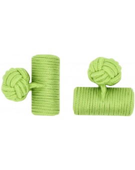 Pistachio Green Silk Barrel Knot Cufflinks 