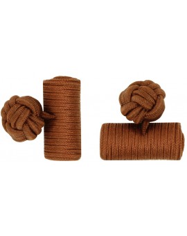 Brown Silk Barrel Knot Cufflinks 