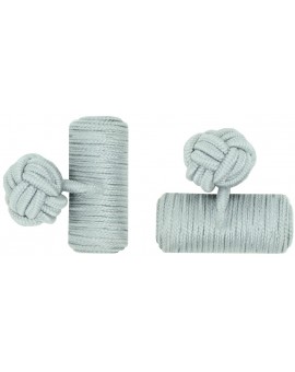 Light Grey Silk Barrel Knot Cufflinks 