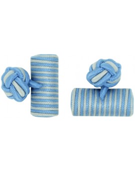 Light Blue and Light Grey Silk Barrel Knot Cufflinks