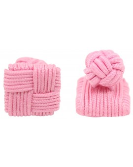 Pink Silk Square Knot Cufflinks   