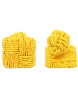 Dark Yellow Silk Square Knot Cufflinks   
