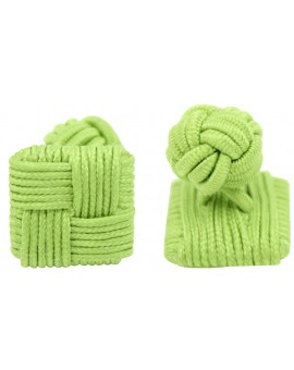 Pistachio Green Silk Square Knot Cufflinks   