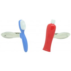 Blue Toothbrush and Red Toothpaste Cufflinks