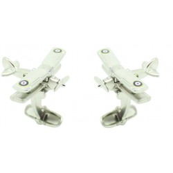 3D Silver Light Aircraft Cufflinks
