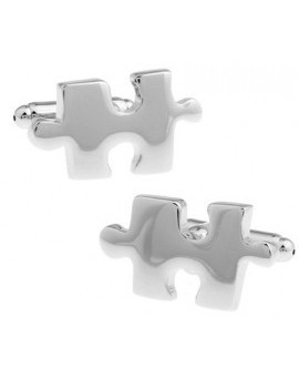 Silver Plated Puzzle Piece Cufflinks 